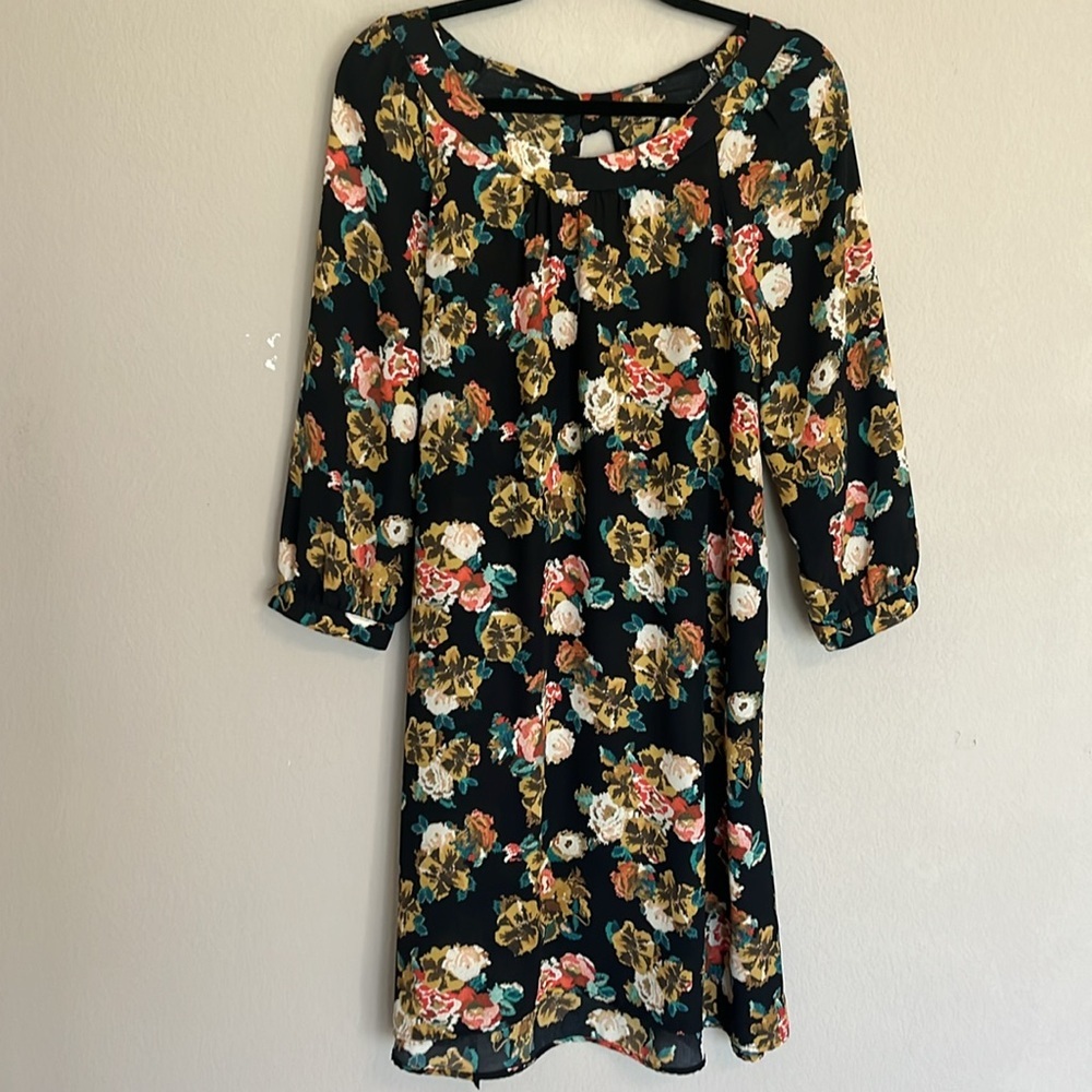 Uncle Frank Black Floral Print Dress. Size S